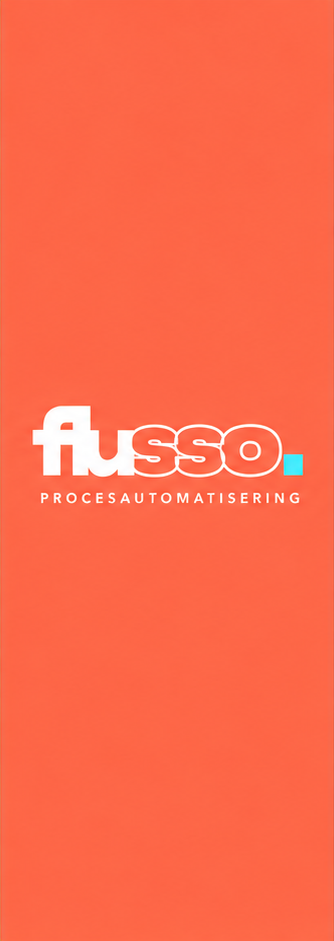 Flusso Procesautomatisering — wit logo op Signal Coral